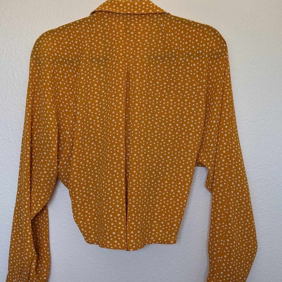 Forever 21 - Mustard yellow polka dot tie front blouse - L - Picture 3 of 5